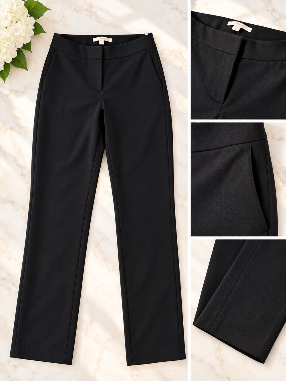 Veronica Beard Black Straight-Leg Dress Trousers